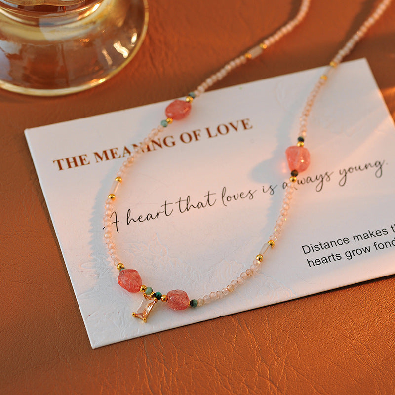 High-End Dopamine Natural Stone Beaded Necklace Light Luxury Niche Ethnic Style Versatile Choker