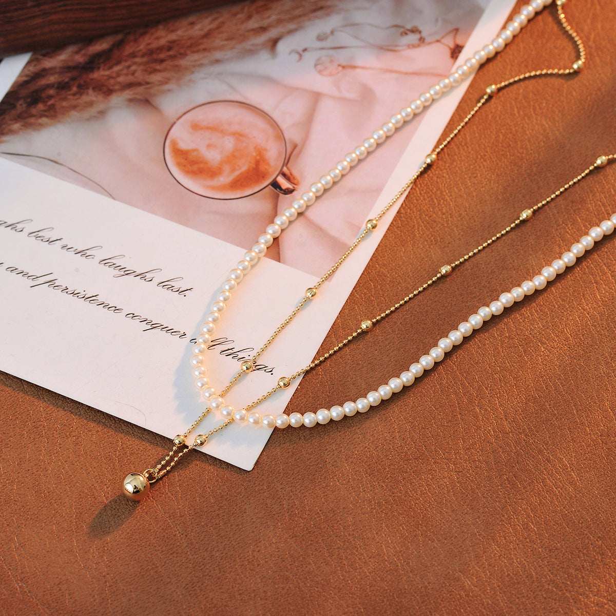 2023 New Simple Elegant Pearl Necklace for Women Summer Versatile Collarbone Chain Light Luxury Niche Neck Chain Double Layer Accessory