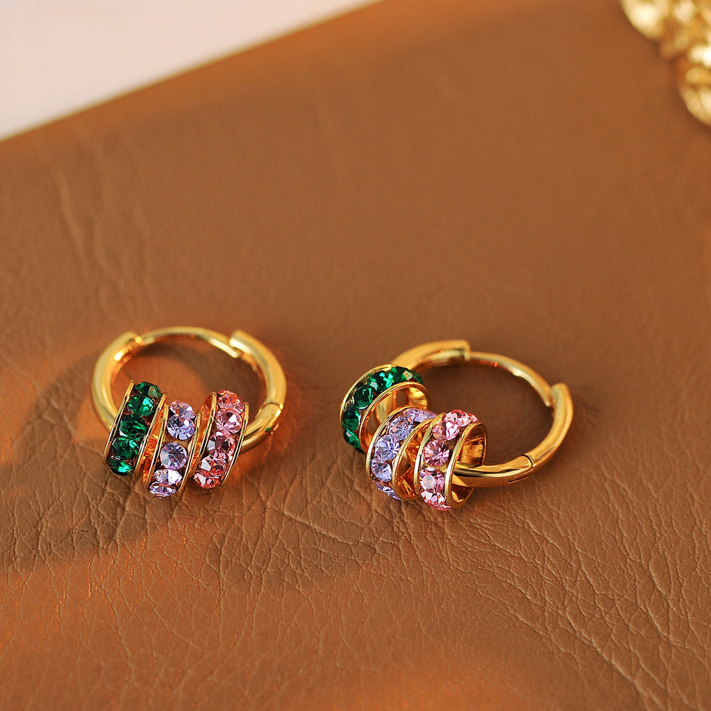 Hot-Selling [Spring and Prosperity] French Classic Fashion Versatile Colorful Circle Pendant Necklace Earrings