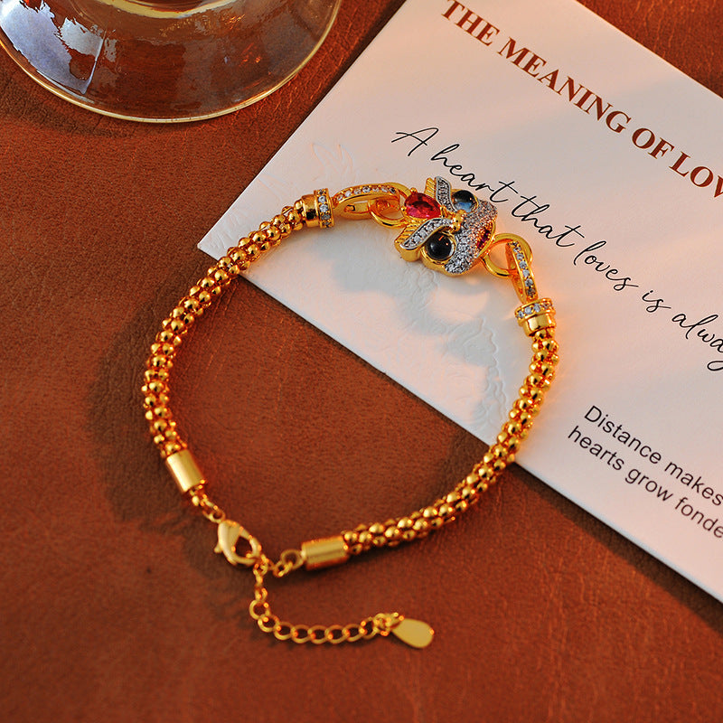 New Chinese Style Lion Dance Set Heavy Craft Light Luxury Earrings Necklace Bracelet Lion Coming Luck Colorful Gemstone Earrings Pendant Necklace