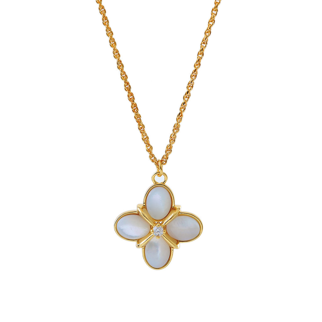 Four-leaf Clover Necklace for Women, Light Luxury Fashion Collarbone Chain, Gift for Girlfriend, Ins Simple Mother-of-Pearl Pendant