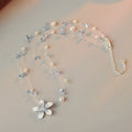Double Layer Sweet Temperament Starry Sky Pearl Necklace Fashionable Elegant High-end Flower Pendant Collarbone Chain Choker