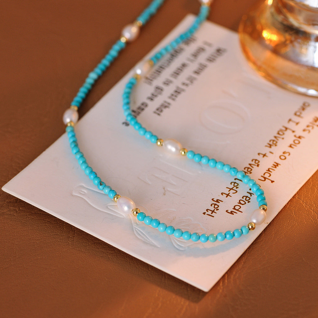 Vintage Green Beaded Freshwater Pearl Necklace New Hot-Selling Collarbone Chain Light Luxury Niche Design Choker