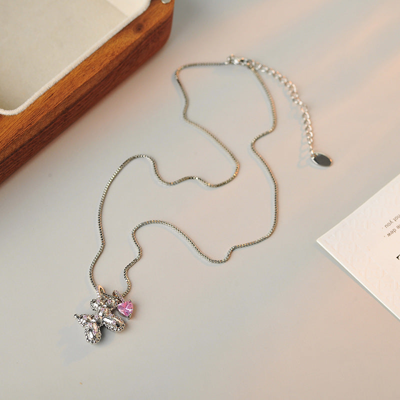 Girlish Cute Balloon Dog Necklace Niche Design High-end Simple Fashion Collarbone Chain Sweet Temperament Style