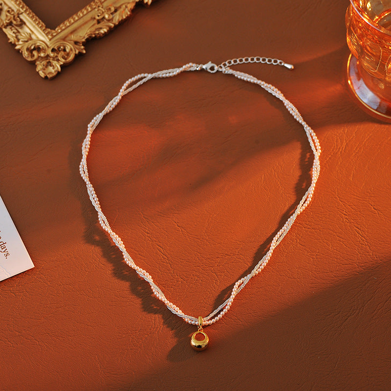 Vintage Double-Layer Pearl Necklace Light Luxury Niche Design Collarbone Chain for Women High-End Neck Chain New Model