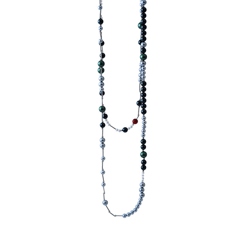Pearl Beads Shijia Pearl Mixed Long Sweater Chain Simple Fashion Double Layer Overlay Multiple Wearing Methods