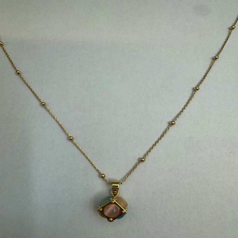 2025 New Niche Design Dopamine Colorful Cube Necklace High-End Elegant Ear Thread