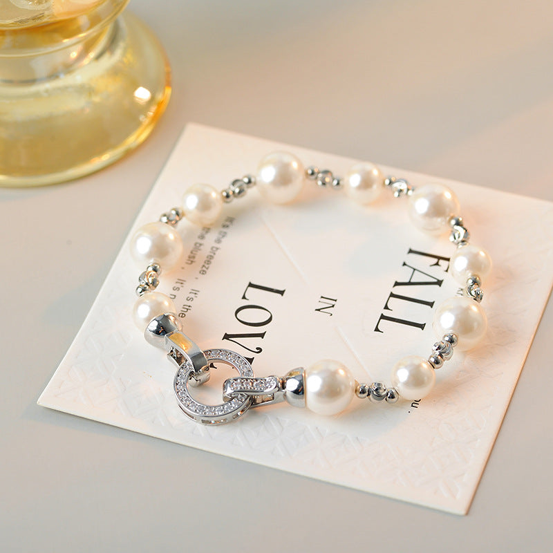 Shijia Style French Pearl Necklace Non-Fading Beaded Necklace Versatile High-End Simple Niche Bracelet Necklace