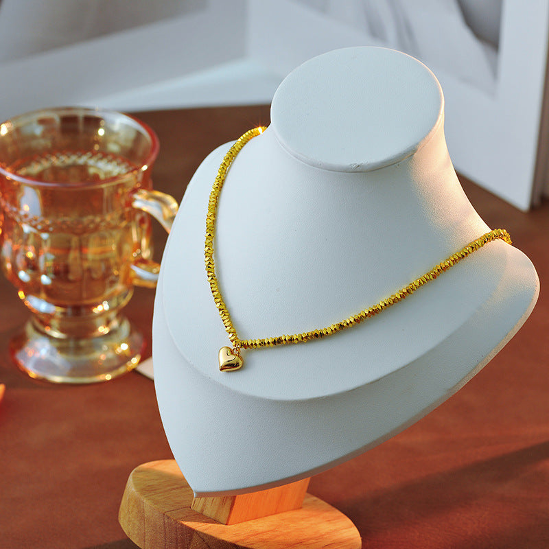 Little Red Book Same Style Broken Silver Heart Necklace Niche Design Fashion Trendy Elegant High-end Feel A10192