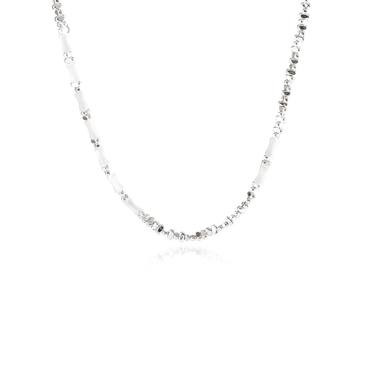 Bamboo Knot Silver Fragment Bracelet for Women New Chinese Style Versatile Retro Design Mother-of-Pearl Beaded Necklace