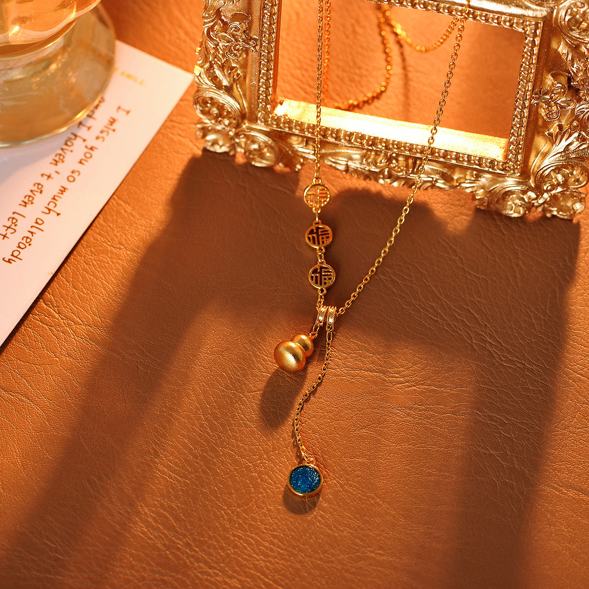 Gourd Necklace New Chinese Style Gourd Tassel Necklace Retro Light Luxury High-end Temperament Fortune Brand Collarbone Chain