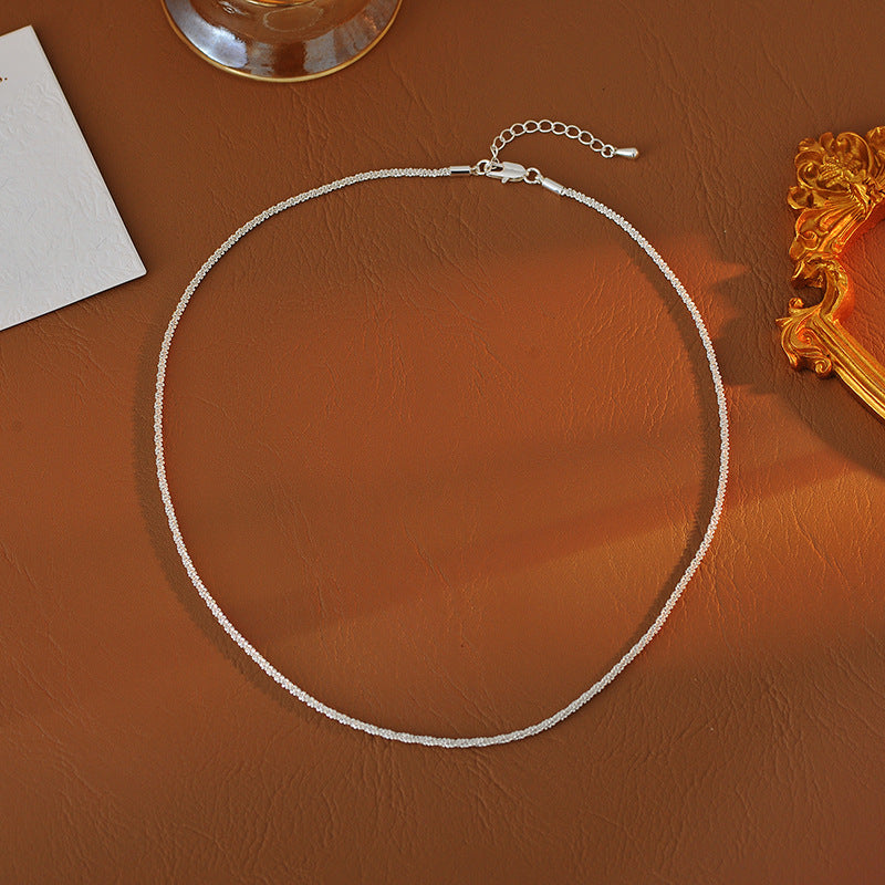 Italy VICENZA Niche Electroplated Palladium White K Sparkling Clavicle Chain Starry Sky Bare Chain Light Luxury