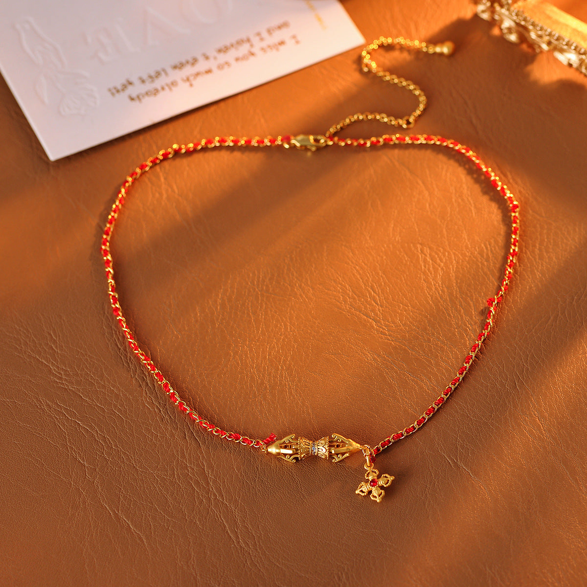 Red Rope Necklace Niche Original Design Woven Rope Necklace Ethnic Style Collarbone Chain High-end Feel