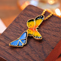 European and American Enamel Color Glaze Sweet Romantic Double Butterfly Pendant Aesthetic Temperament Necklace