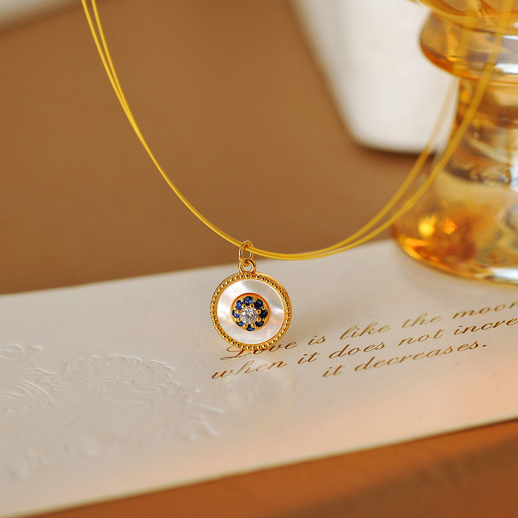 Eight-Pointed Star High-End Natural Mother-of-Pearl Fishing Line Necklace European and American Light Luxury Style Adjustable Pull Jewelry for Women