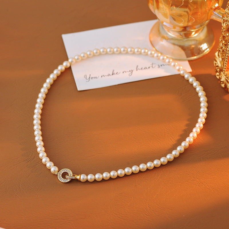 Shijia Pearl Necklace for Women New Hot-Selling Light Luxury Niche Autumn Winter Ni Ni Same Style Mom Style