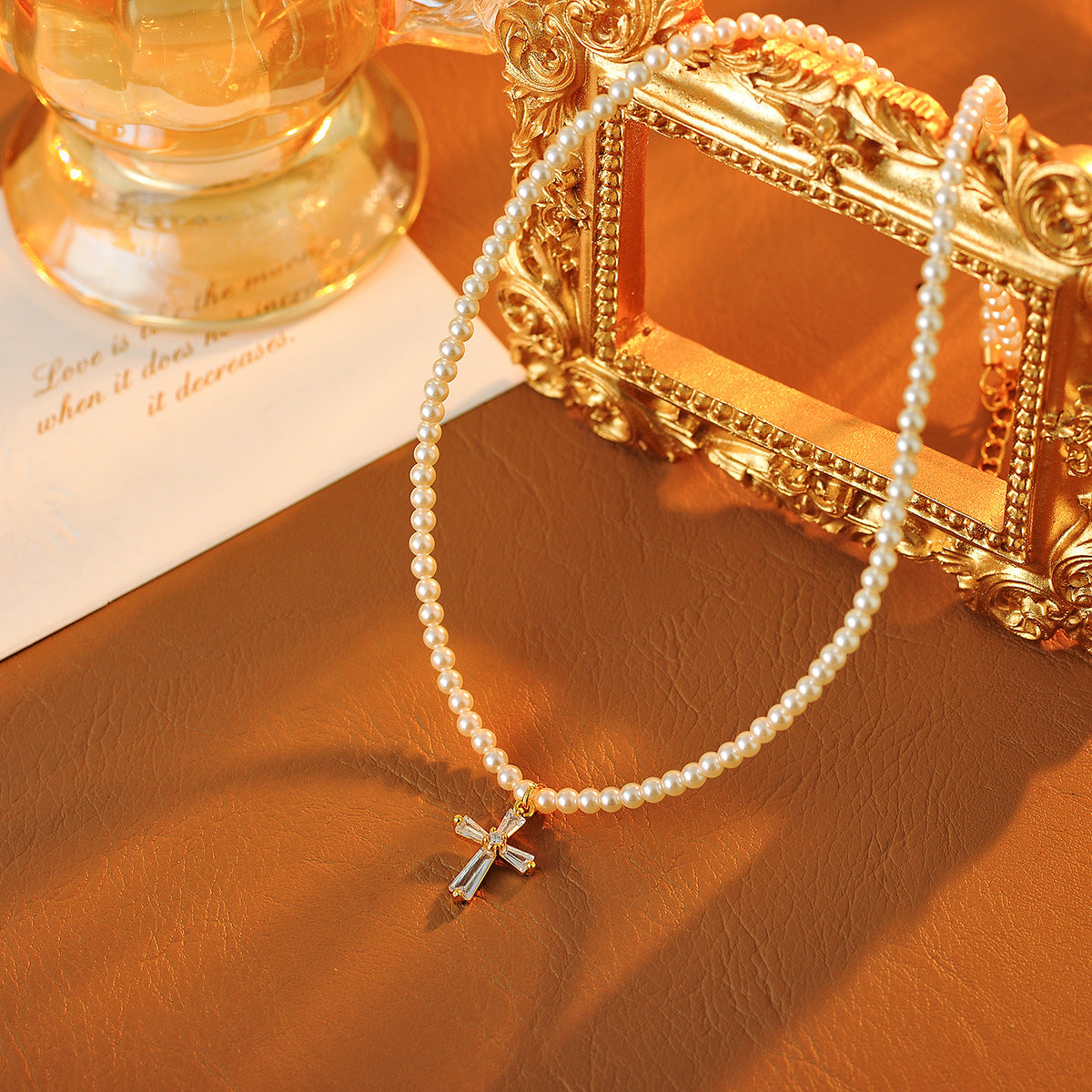 New Elegant Fashion Niche Light Luxury Everyday Versatile 4mm Pearl Zircon Pendant Collarbone Chain