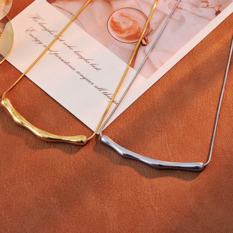 Light Luxury Niche Snake Bone Necklace for Women New Hot Style Irregular Metal Pendant Clavicle Chain