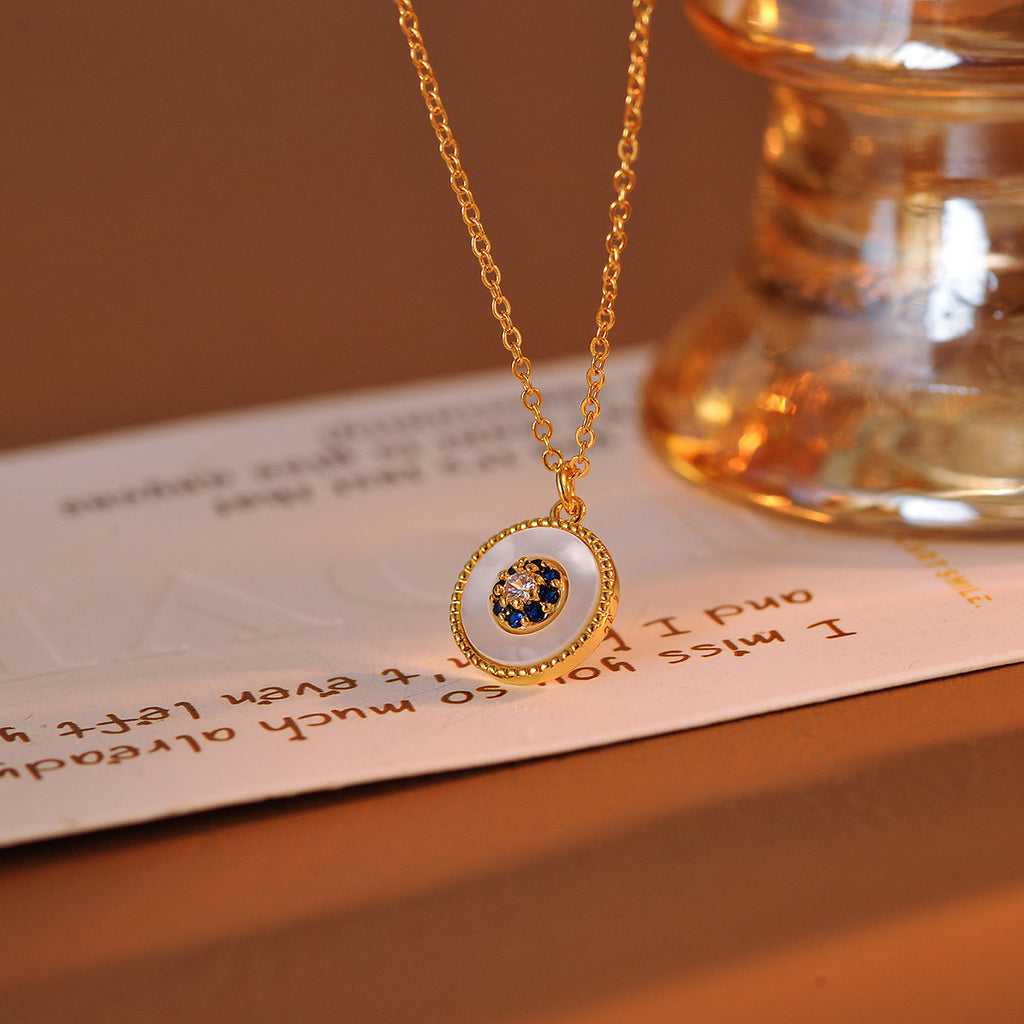 Copper Alloy Eight-Pointed Star High-End Natural Mother-of-Pearl Necklace European and American Light Luxury Style Adjustable Pull Bracelet