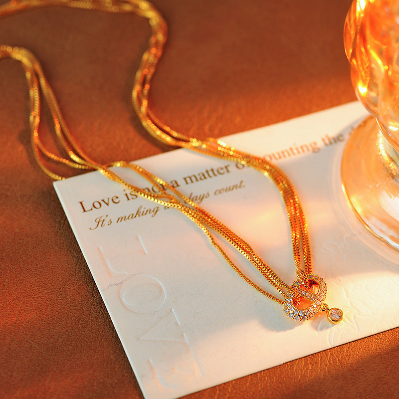 Pig Nose Letter Necklace for Women New Hot-Selling Sweater Chain Multi-Layer Light Luxury Niche Collarbone Chain Choker