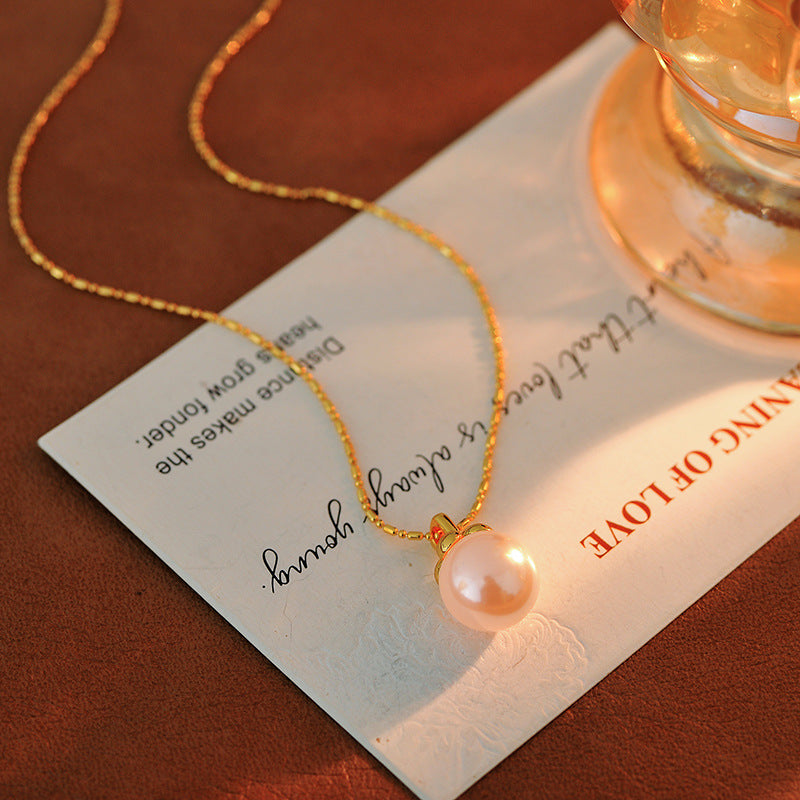 Persimmon Wish Pearl Pendant Necklace Accessory for Women Sweater Chain New Hot Style Exquisite Choker Light Luxury Niche