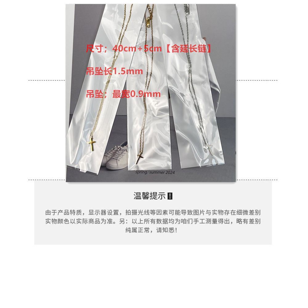 Cross Necklace for Women 2025 New Hot-Selling Light Luxury Niche Titanium Steel Non-Fading Color Gold Collarbone Chain Accessory for Women