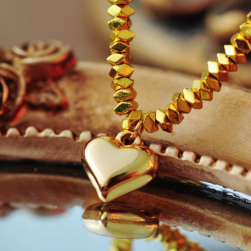 Little Red Book Same Style Broken Silver Heart Necklace Niche Design Fashion Trendy Elegant High-end Feel A10192