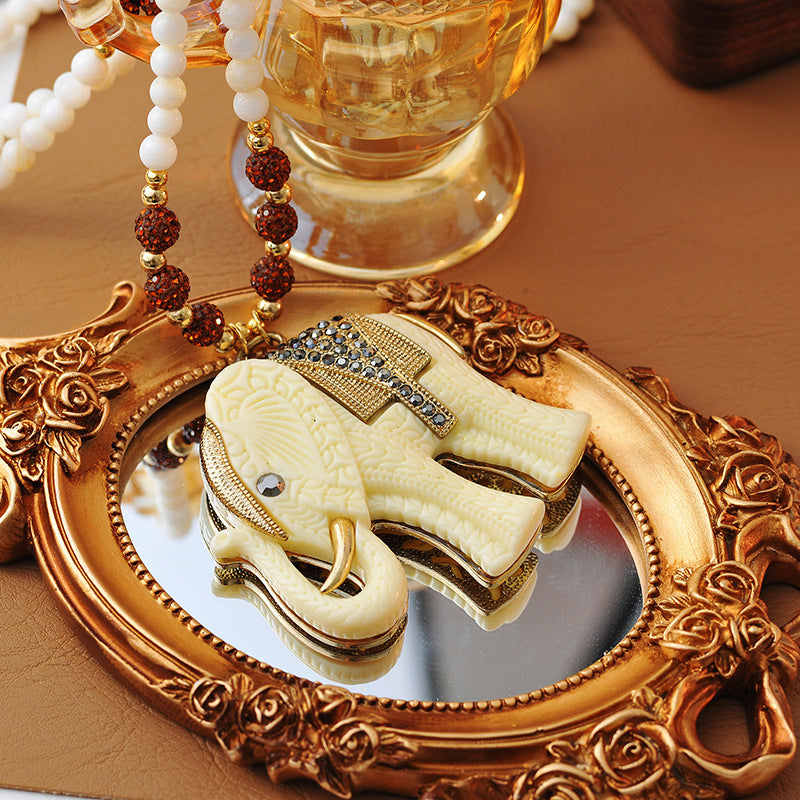 European and American Style Jewelry Personality Ethnic Style Shiny Colorful Diamond Ball Resin Elephant Shape Long Necklace for Women