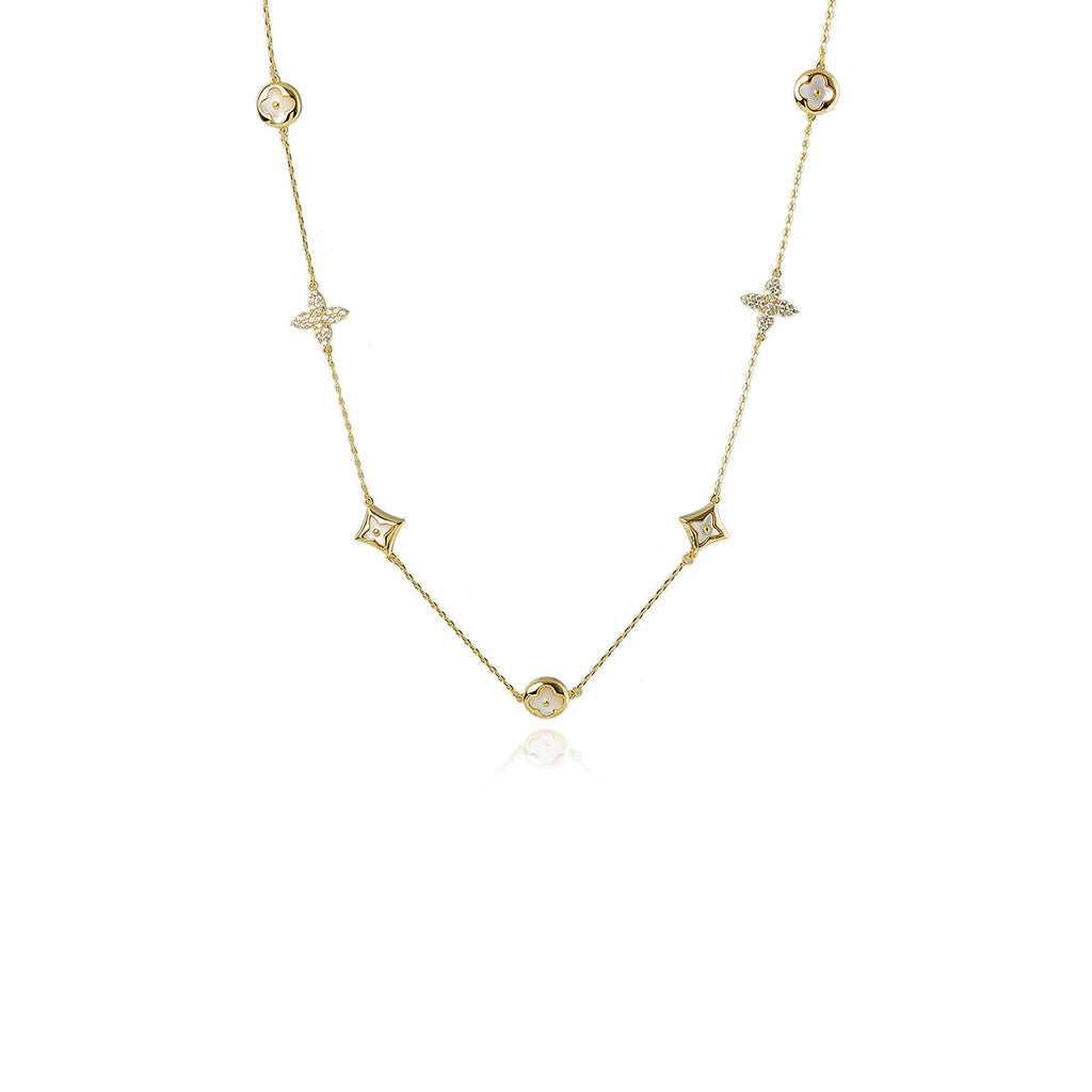 Four-leaf Clover Mother-of-Pearl Necklace Light Luxury Niche Design Star Clavicle Chain 2025 New Simple Elegant