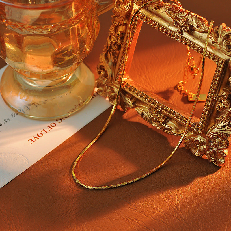 Interchangeable Pendant Fashion Simple Collarbone Chain Necklace Niche Light Luxury High-end Necklace Plain Chain Snake Bone Chain Necklace