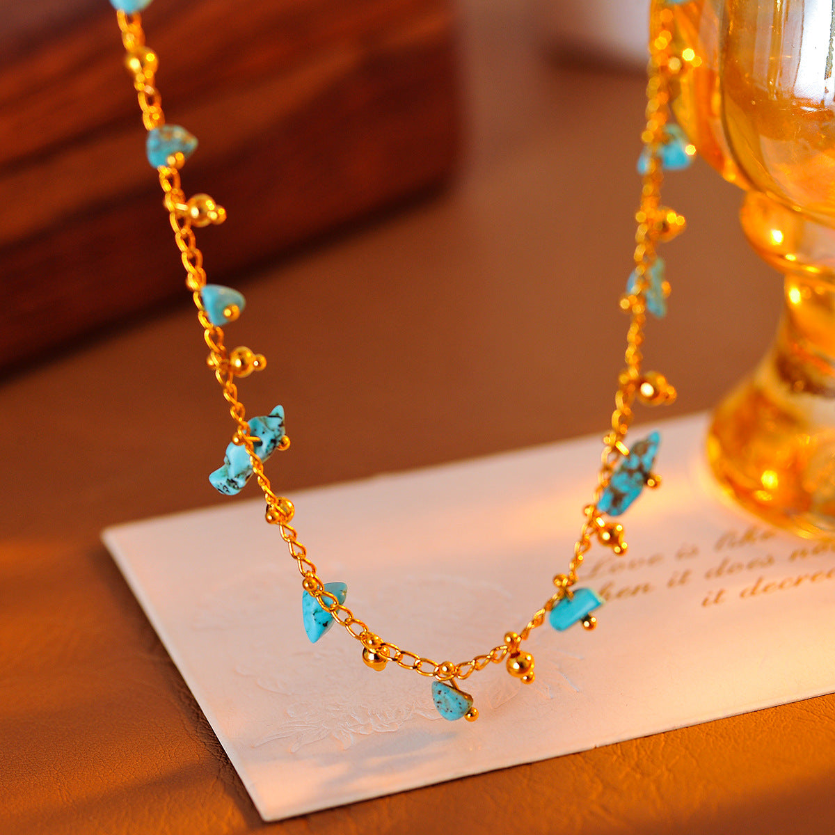 Natural Stone Gypsophila Necklace Light Luxury Niche High-end Ethnic Style Choker Versatile Vintage Collarbone Chain