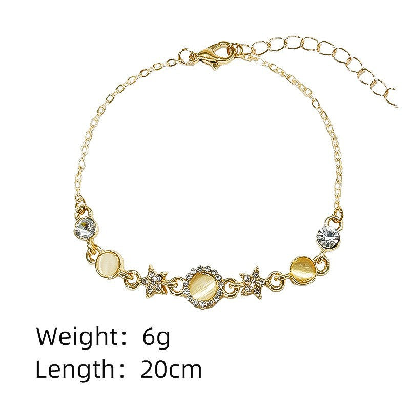 European and American Fashion Green Gemstone Double Layer Bracelet for Women, High-End Summer Niche Personality Versatile Bracelet