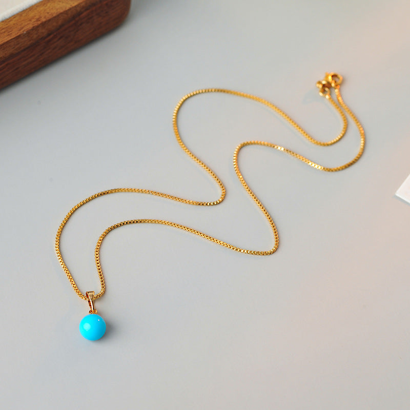 European and American Cross-Border Bestselling INS Style Blue Earth Pendant Fashion Exquisite High-End Collarbone Chain Necklace