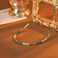 Necklace Hot-Selling Niche Design High-End Original Gemstone Turquoise Necklace Beaded Two-Tone Splicing Collarbone Chain