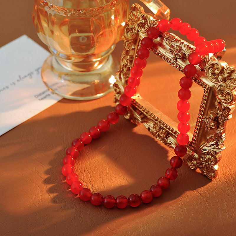 New Chinese Style Natural Red Agate Beaded Necklace Accessories for Women, New Hot-Selling High-End Collarbone Choker