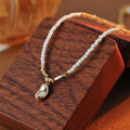 Korean Style Rice Grain Freshwater Pearl Pendant Necklace for Women, Unique and Elegant Super Fairy Acacia Bean Choker