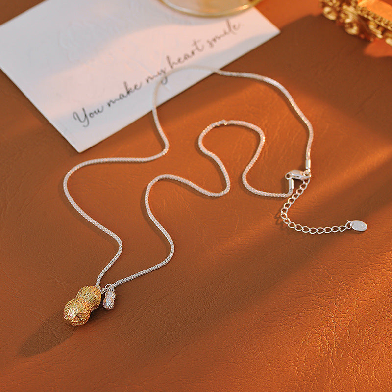 New Good Things Peanut Pendant Necklace for Women, Light Luxury, Niche, High-End Feel, Fashionable, Simple, Versatile Collarbone Chain