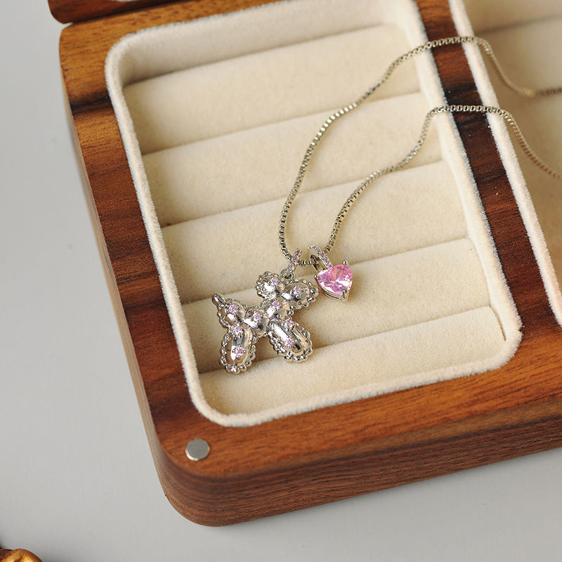 Girlish Cute Balloon Dog Necklace Niche Design High-end Simple Fashion Collarbone Chain Sweet Temperament Style