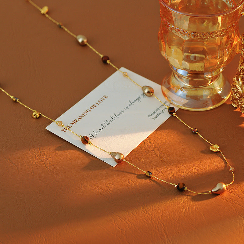 Milad Heart Autumn Winter Sweater Necklace High-End Light Luxury Niche Sweater Chain Women Versatile Women's Style 2025 New Model