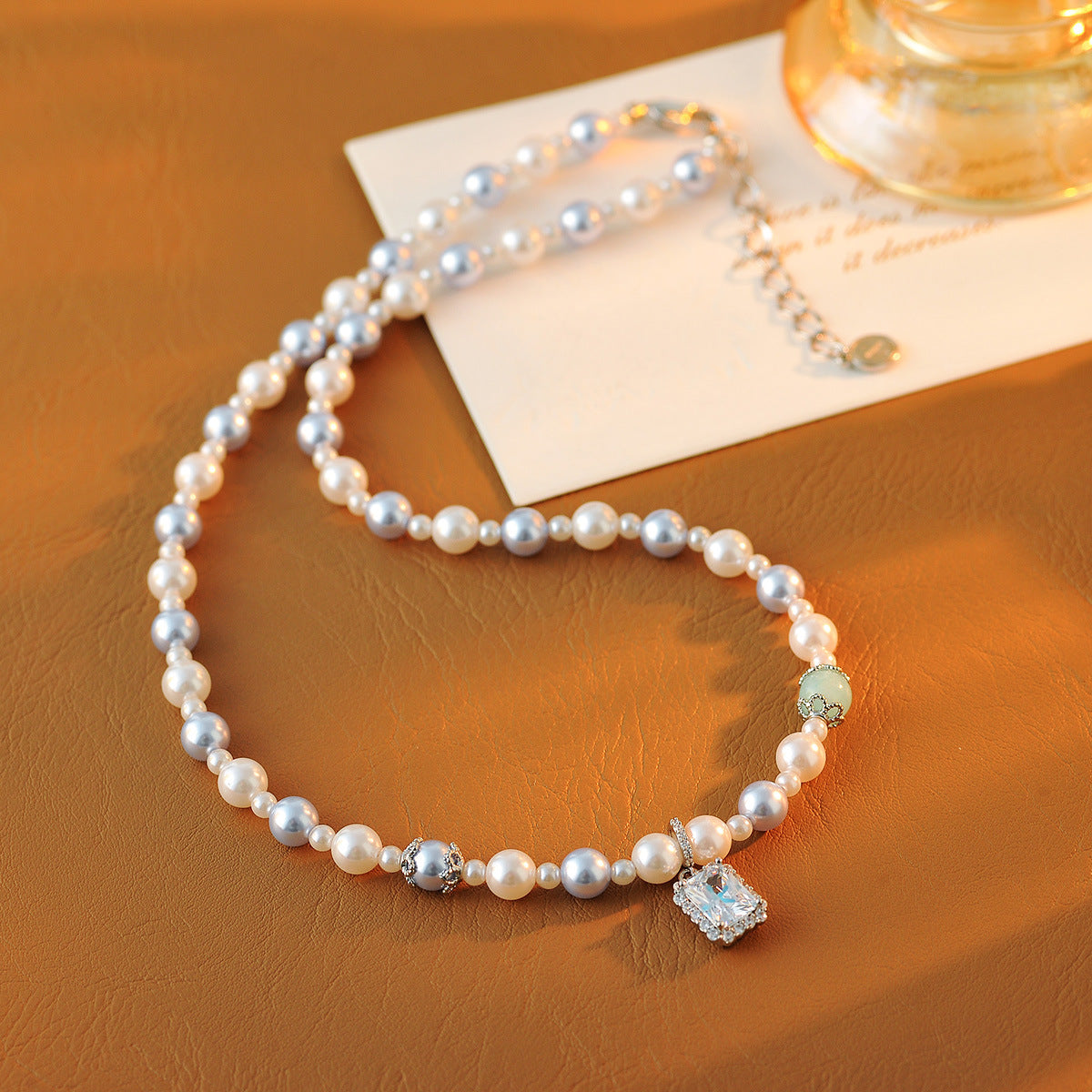 New Natural Blue Crystal Bead Necklace Choker Clavicle Chain Light Luxury Niche Shijia