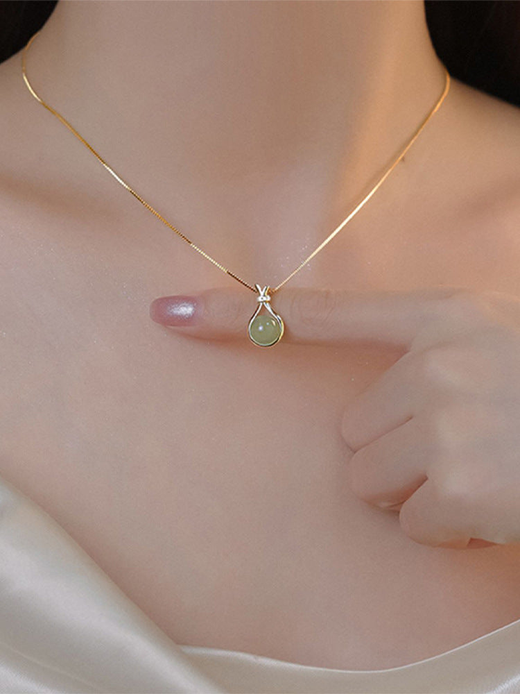 Original Design 18K Gold Plated Lucky Bag Titanium Steel Non-Fading Necklace Light Luxury Pendant Women's Collarbone Chain Valentine's Day Gift