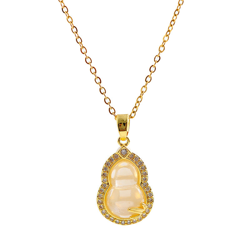 Simple Fashion Gold Gourd Collarbone Chain Inlaid Gold Gourd High-end Collarbone Chain for Women