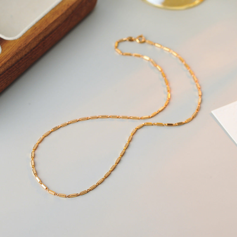 Thin Rectangle Necklace Chain for Women Fashion Simple Niche Design Sense Ins Cool Style Elegant Exquisite Jewelry