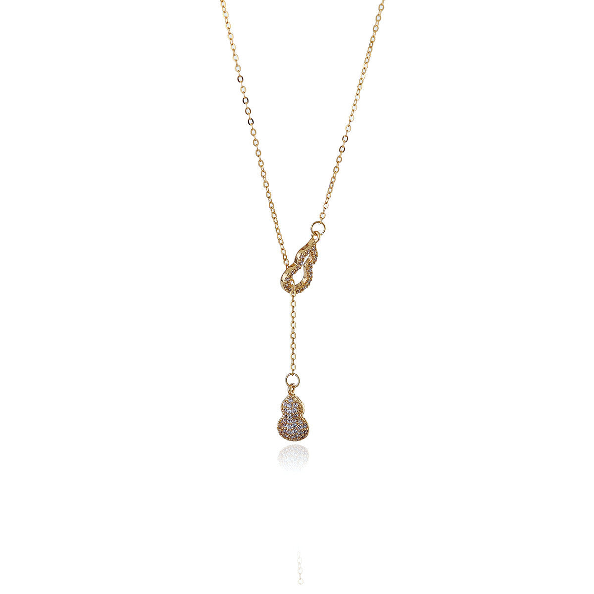 Hot-Selling Double Gourd Pendant Necklace from Live Streaming Room 2025 New Model High-End Light Luxury Niche New Chinese Style Accessories