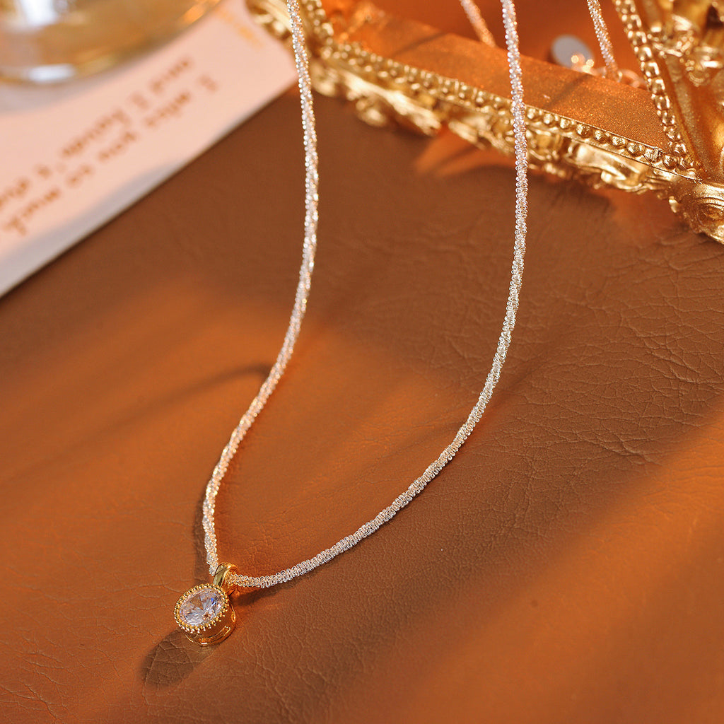 Zircon Necklace Pendant Hot-Selling Light Luxury Style Niche Design Fashion Simple High-End Neck Jewelry