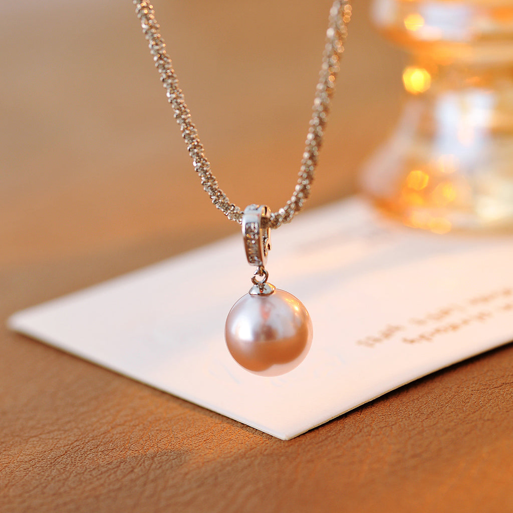 Universal Buckle Pearl Pendant Melad Braided Long Necklace Daily Versatile Decorative Chain Summer Women's Accessories