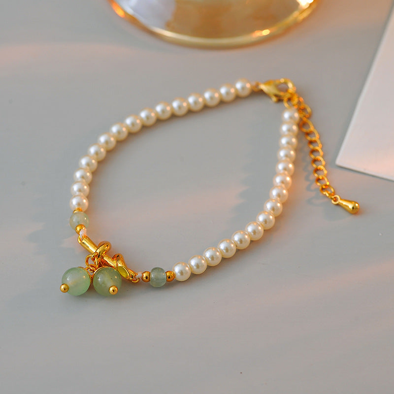 Green Grape Pendant Pearl Bracelet for Women, Niche Design, High-End Sweater Chain, Light Luxury, Internet Celebrity Style