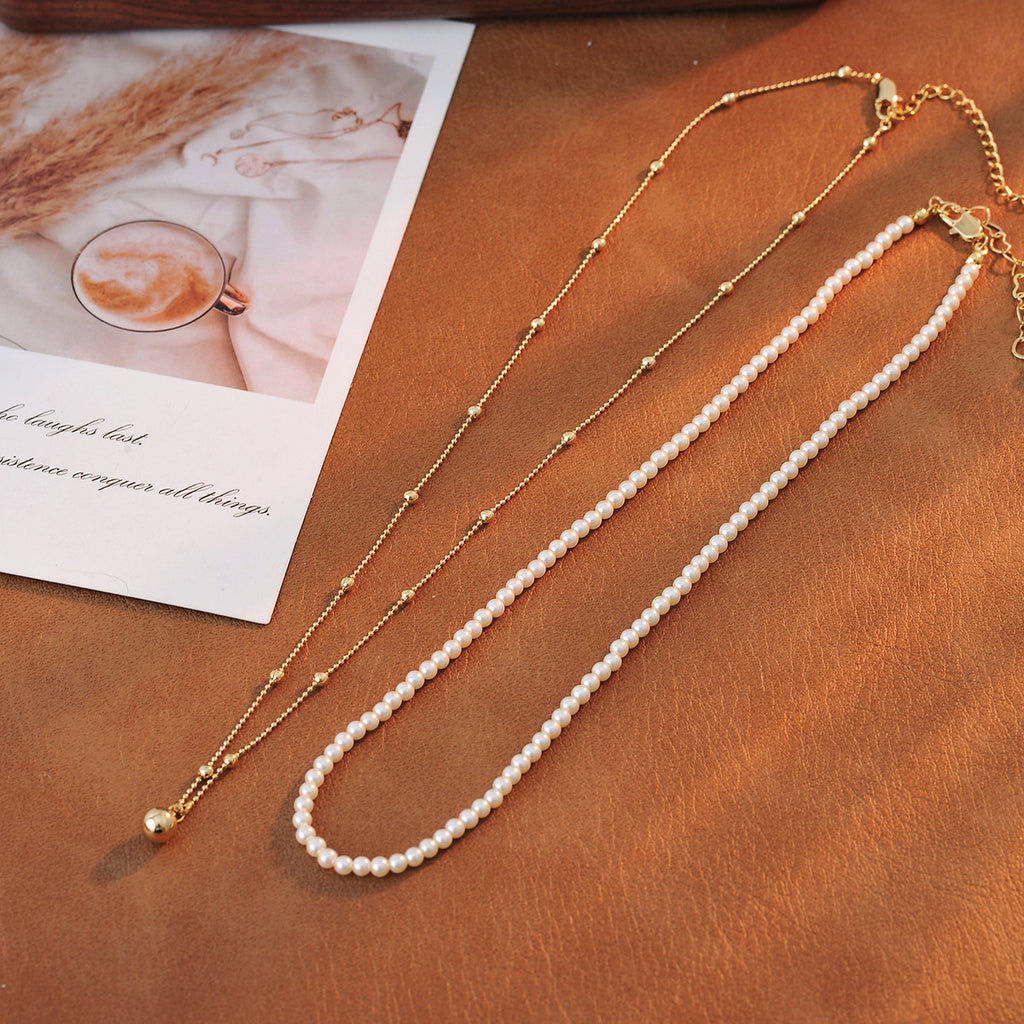 2023 New Simple Elegant Pearl Necklace for Women Summer Versatile Collarbone Chain Light Luxury Niche Neck Chain Double Layer Accessory