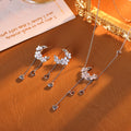 Flower Tassel Earrings Necklace High-End Fashion Versatile Necklace Niche Romantic Collarbone Chain
