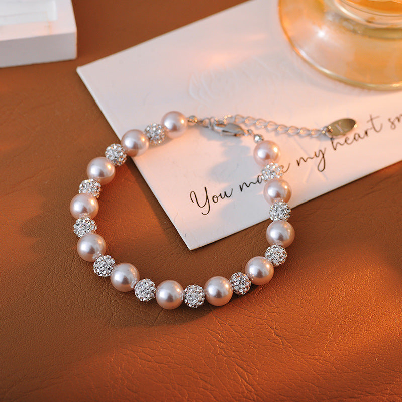 Fashionable Design Sense Girl Pearl Bracelet Female Niche Temperament Exquisite Sparkling Bracelet Necklace Jewelry Set Planet